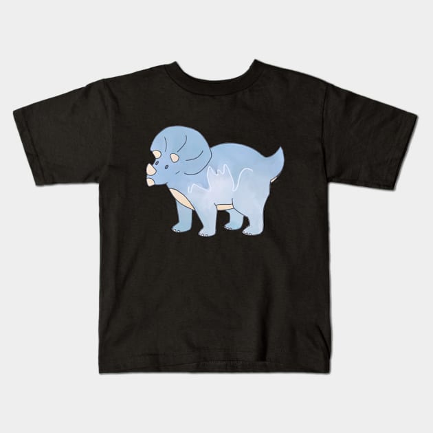 Blue Triceratops Kids T-Shirt by ManonDeLArt